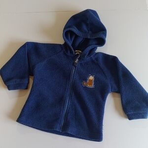 MEC 24 Months Fleece Zip Up Sweater Jacket Blue Embroidered Owl Polartec Classic